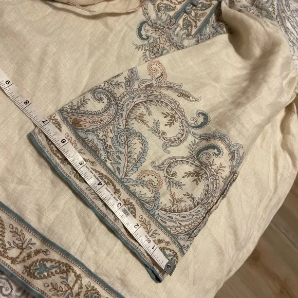 J.Jill Linen Ornate Paisley Tunic Top V
Neck Paisley 3/4 Sleeves Size Small - Picture 10 of 10